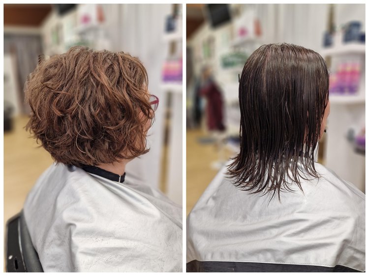 Hiustenleikkaus luonnonkiharat hiukset kerrostus kampaamo raisio