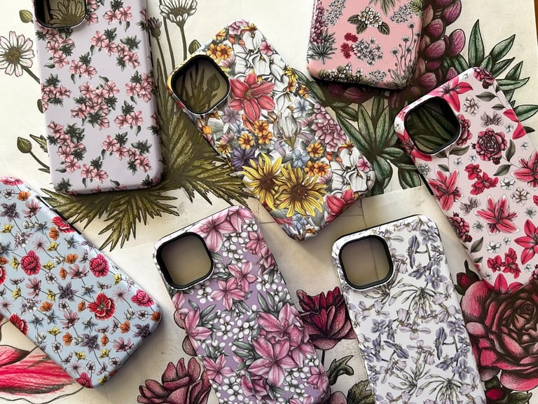 Phone cases featuring floral patterns