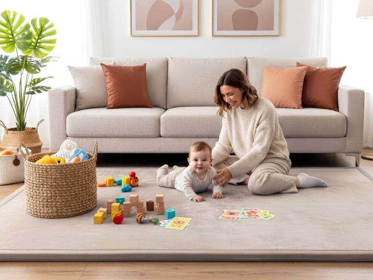 Beige memory foam baby play mat tummy time