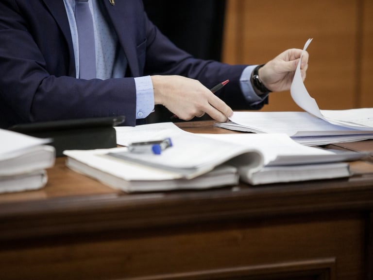 lawyer reading files