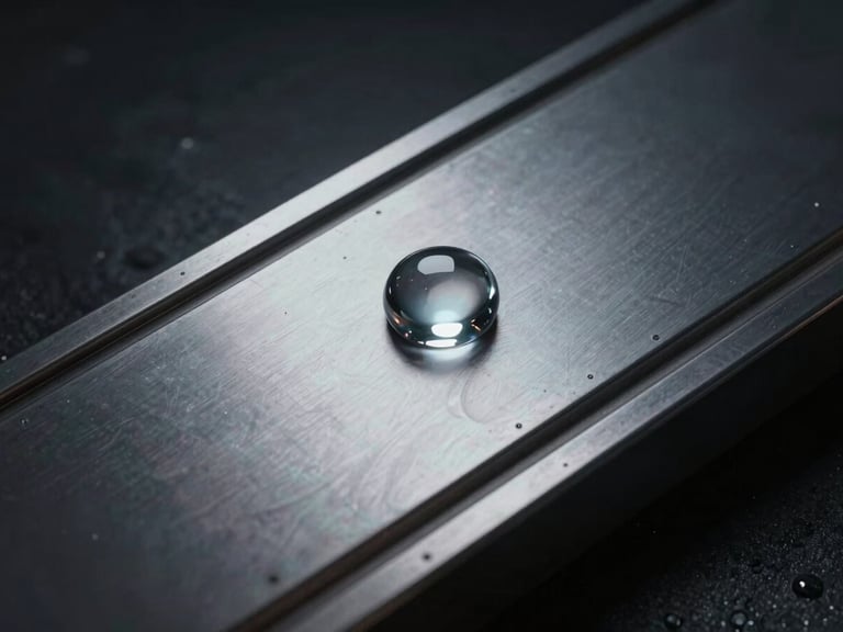 Kinowy render 3D, zbliżenie na surową, porysowaną metaliczną powierzchnię z odbiciami otoczenia, dramatyczne oświetlenie, głębokie cienie, 8k