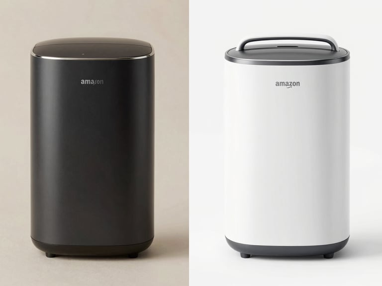 High-contrast before and after comparison split-screen of an Amazon product main image, showing a dull original vs a bright, high-impact optimized render