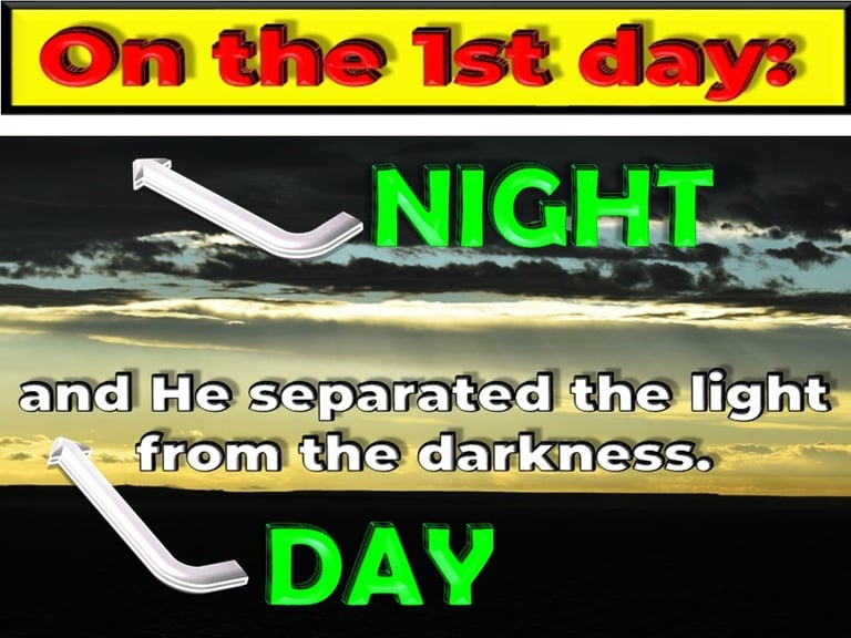 God separated light from darkness on Day 1 of Creation. Designed by Debbie Dunn using PowerPoint & P
