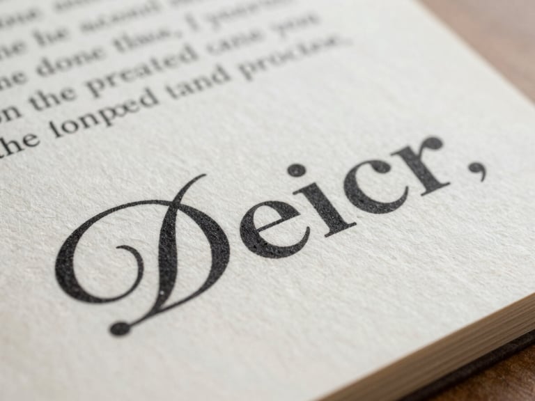Close-up of elegant typography printed on heavy cotton cardstock, soft-focus edges, natural light.
