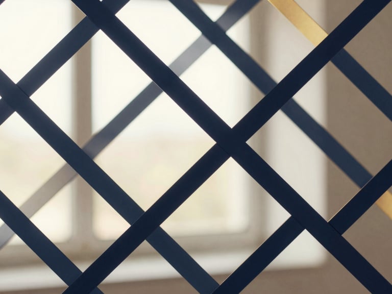 Abstract geometric pattern representing interconnected growth and collaboration, rendered in deep navy and warm gold tones. Clean lines, soft diffused light, 35mm lens.
