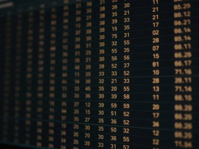 Abstract visualization of data flowing across a dark screen, with subtle glowing lines and numerical readouts, low-key lighting, cinematic close-up