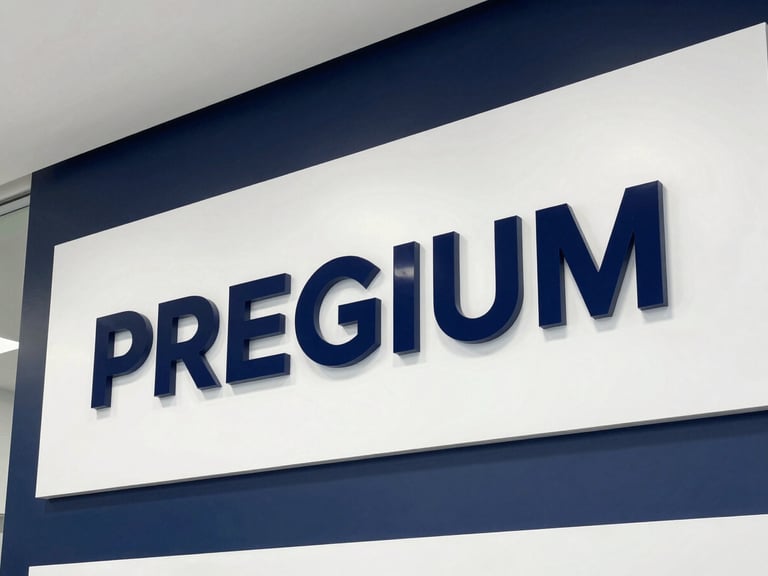 Modern corporate office lobby featuring large-format wall graphics and premium acrylic dimensional signage