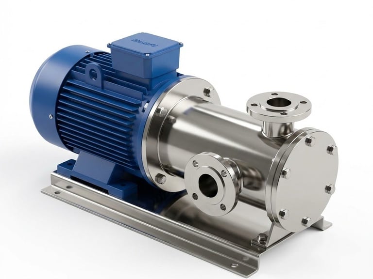 Industrial centrifugal water pump with a blue electric motor and stainless steel housing on a white background.