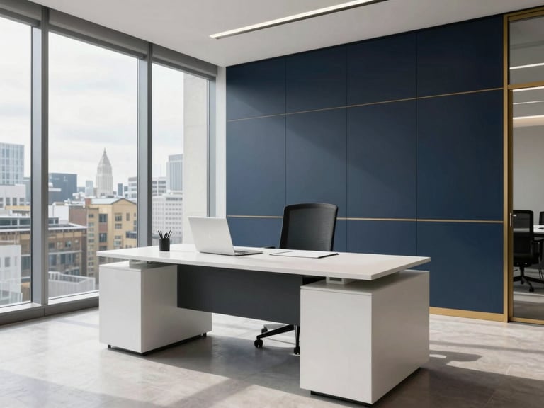 A modern and clean London office desk with bright natural daylight, minimalist setup, pristine and orderly, secondary image