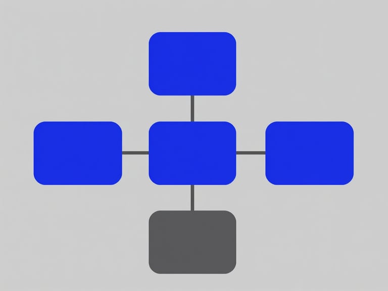 Minimalist technical schematic of a risk classification matrix, crisp geometric shapes in cobalt blue and slate gray, clean vector illustration