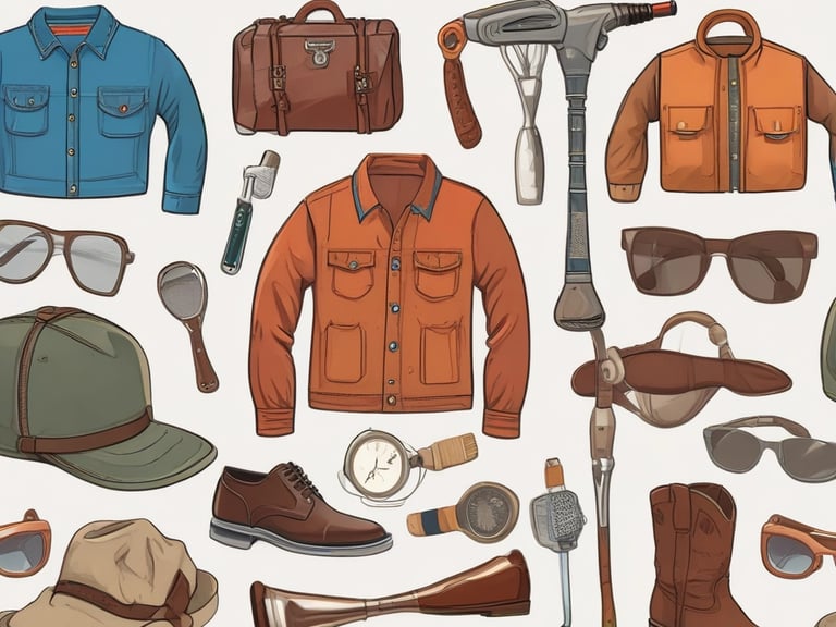 a variety of different types of clothing and accessories