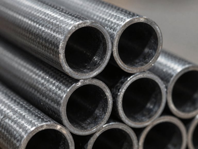 Macro close-up of a perfectly cut carbon steel tube cross-section, showing uniform wall thickness, cool industrial lighting, sharp metallic highlights
