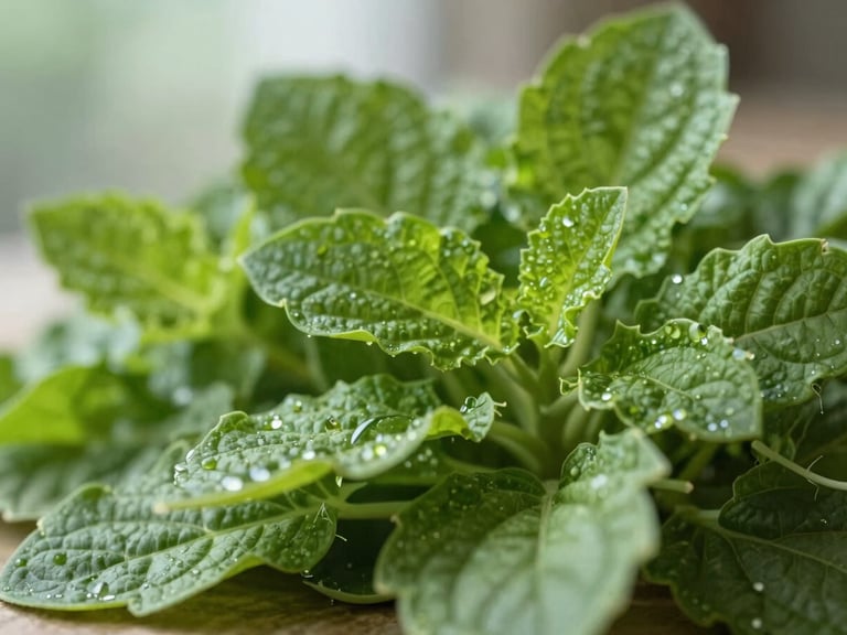 A macro shot of fresh, vibrant green raw botanical details under soft, natural overcast daylight.