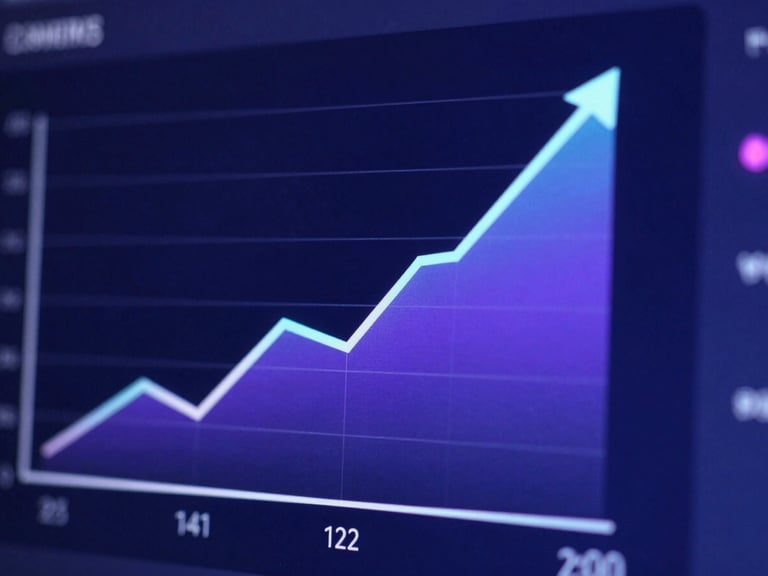Macro shot of a sleek user interface showing a simplified graph of memory strength rising, mint and violet neon highlights.
