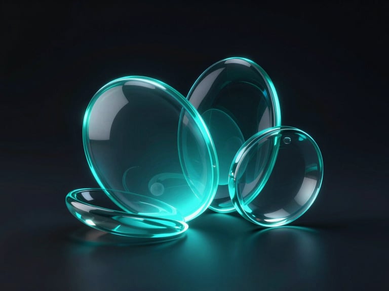 Abstract 3D digital glass shapes reflecting vibrant neon-cyan light, deep shadows, high-contrast studio lighting, sleek octane render