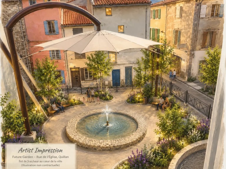 Artist's impression of the new landscaped public garden on Rue de l'Église in Quillan