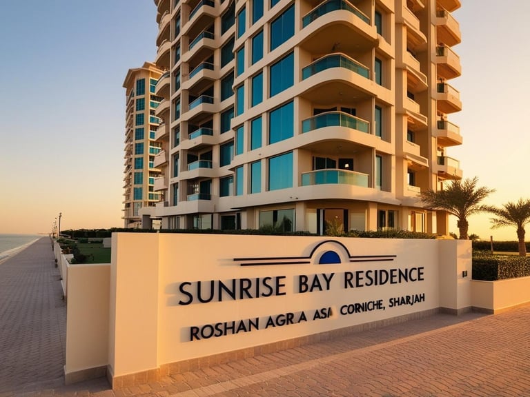 a sign that says sunrise bay residence