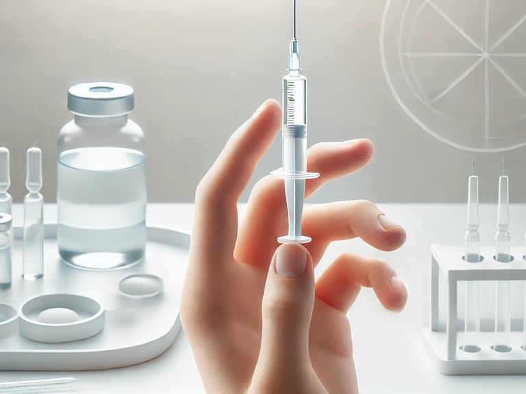 Einsatzbereite, aufgezogene Spritze