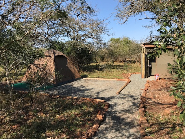 Glamping dome tent site with private bathroom at Albizia Tented Camp in Hluhluwe