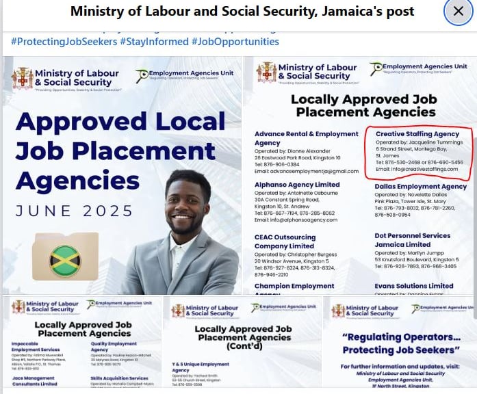Approved Job placement agency in Jamaica.