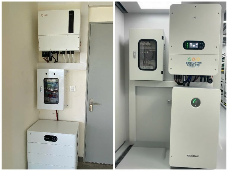 Khu vực để pin lưu và biến tần cần thoáng đãng, không có vật liệu dễ cháy