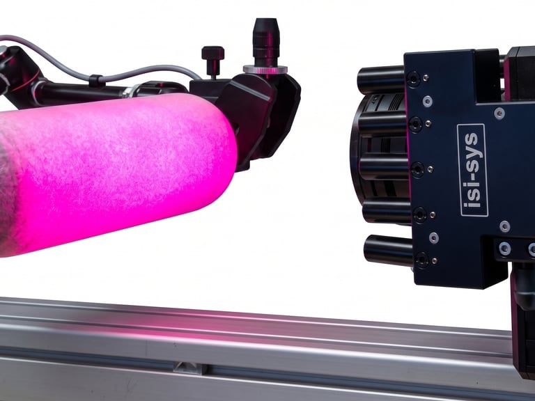 carbon pressure cylinder being test with laser shearography