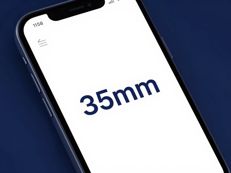 Close-up of a mobile e-commerce app showing increased conversion rates on a clean screen, cool studio lighting, deep blue and white tones, clean composition, 35mm