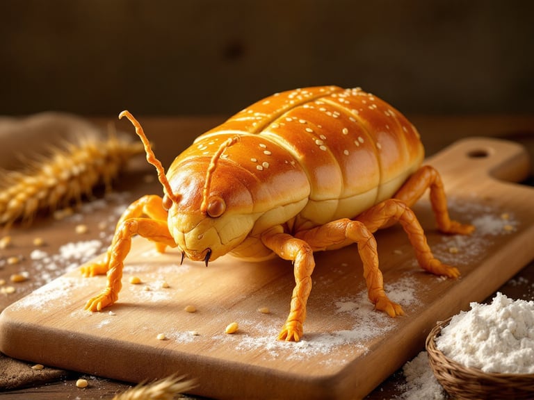 a cricket-shaped bread loaf