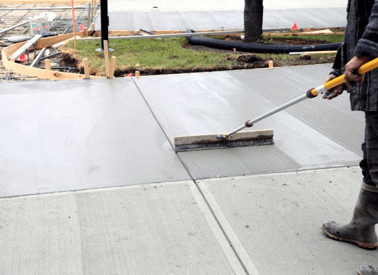 brushed concrete driveway installation