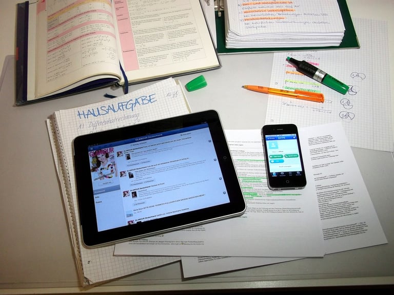 a tablet computer and a tablet computer on a desk