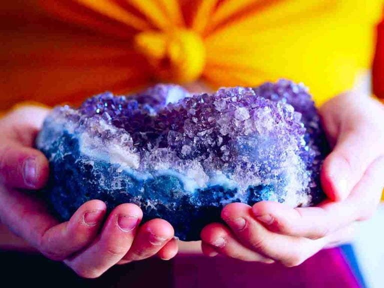 lady holding crystals