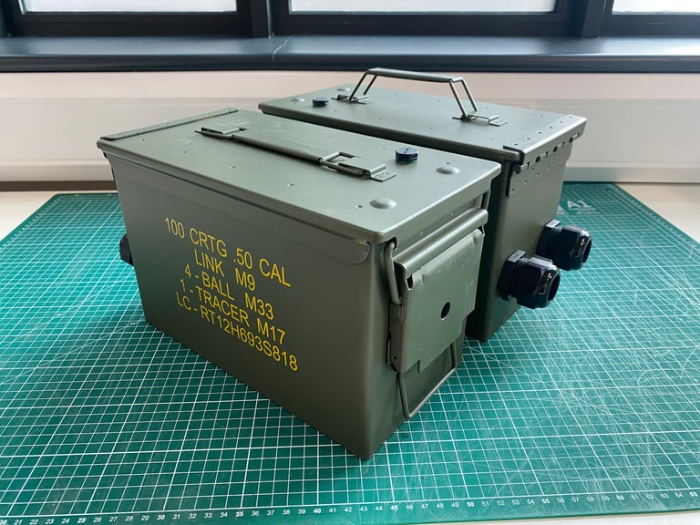 Ammunition boxes to be used for lithium-ion battery cycling
