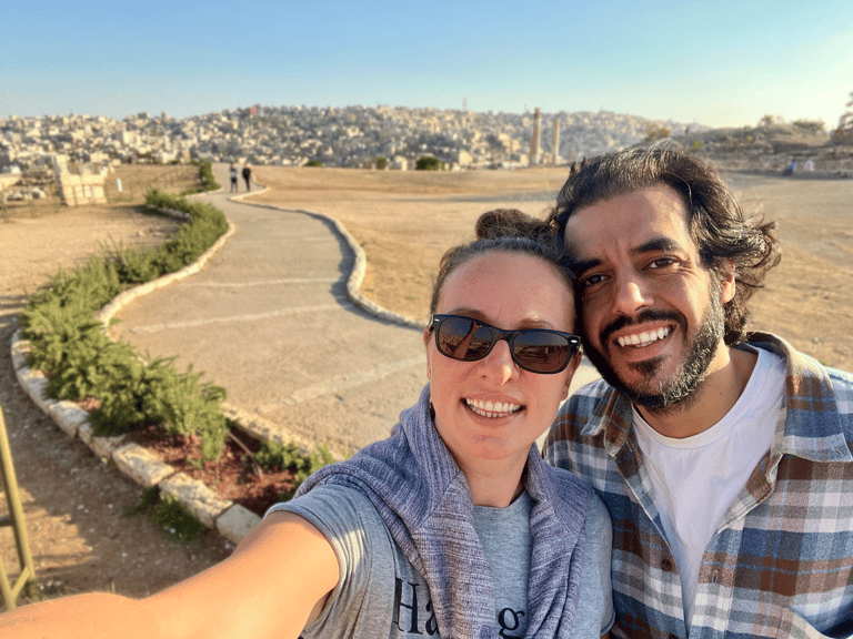  a couple taking a selfie at citadel amman