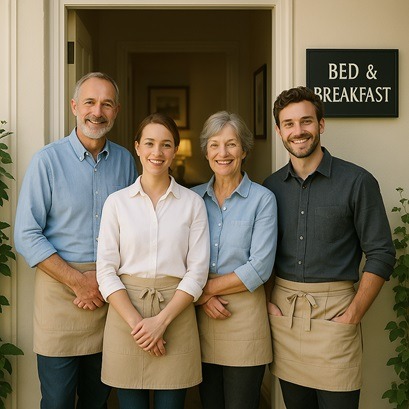 Friendly team at [Your B&B Name] welcoming guests