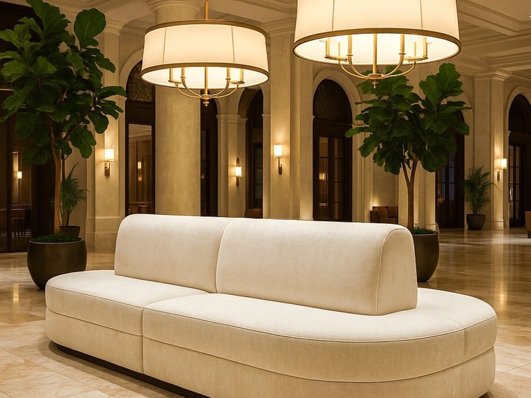 Custom banquette seating for hospitality interiors in Los Angeles by Solo Home Decor.