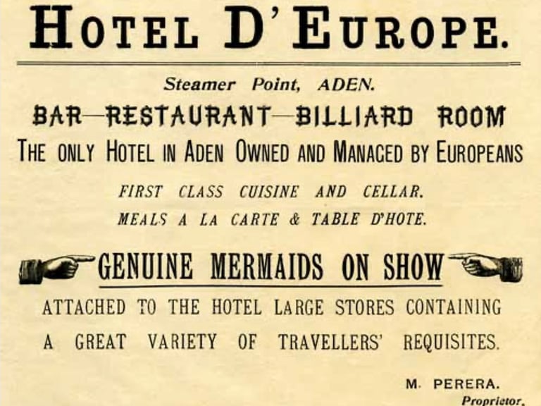 Hotel D'Europe advert, Steamer Point, Aden