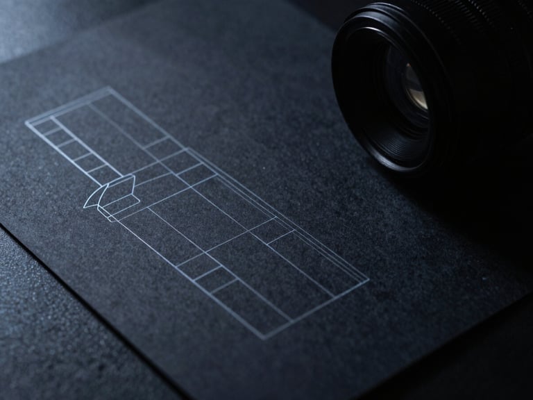 Tight macro shot of physical wireframes on dark paper under moody low-key lighting, sharp directional shadows, cool-toned ambient light, high contrast, 35mm lens.