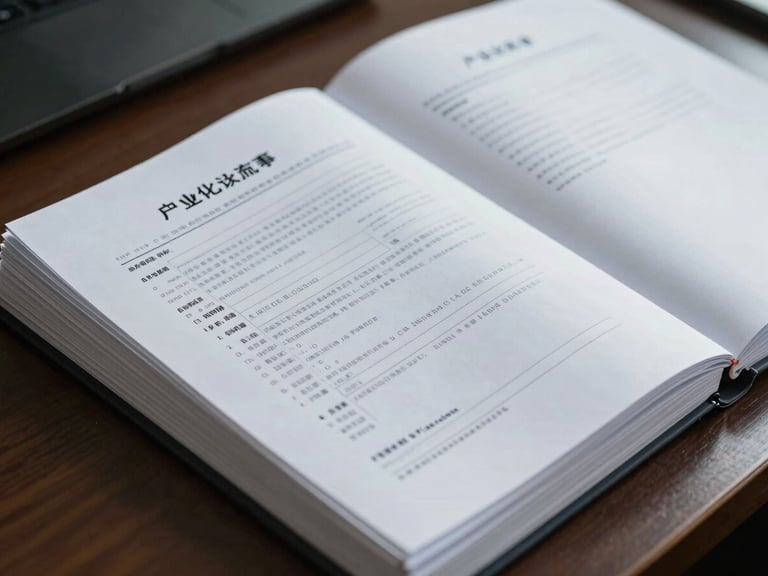 Close-up overhead shot of compliance documentation folders stacked on an institutional desk, state-issued regulatory forms visible under available window light, cool documentary tone, no people