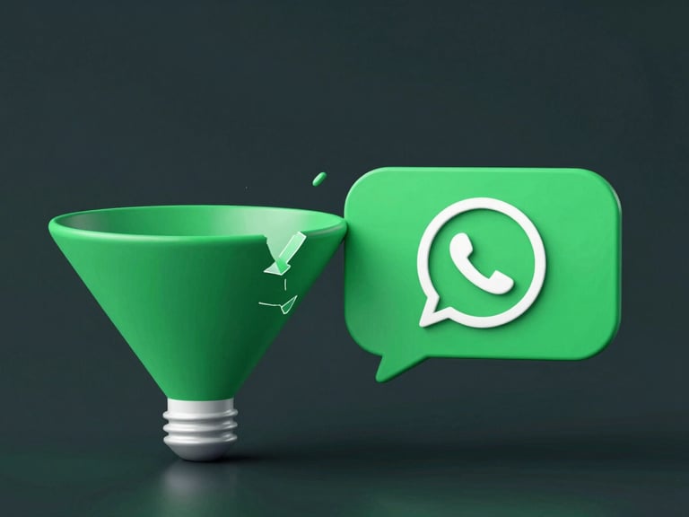 Stylized graphic showing a broken email funnel contrasted with a simple, direct WhatsApp chat bubble, minimalist tech-editorial style, deep charcoal and electric green tones, crisp studio lighting.
