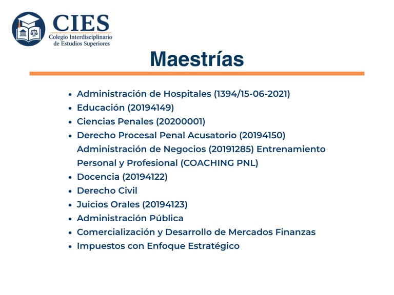 Maestrías que se imparten en el CIES