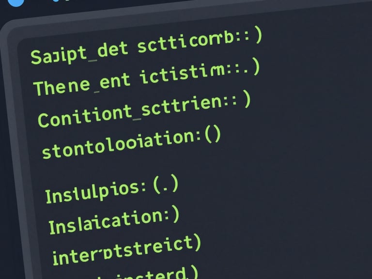 Crisp technical vector illustration of a terminal command prompt executing a silent installation script, neon green code highlights on deep charcoal screen, tight macro crop.