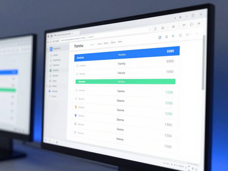 Close-up of a modern workspace screen showing clean conversion tracking metrics, cool studio lighting with subtle blue ambient undertones, 50mm