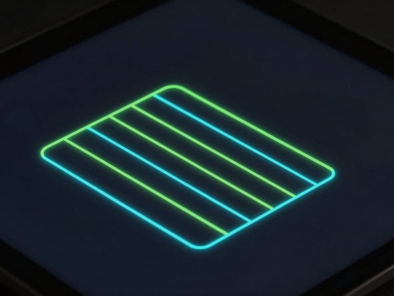 Isometric vector diagram of clean Android system architecture, neon green and cyan lines tracing memory allocation, dark background
