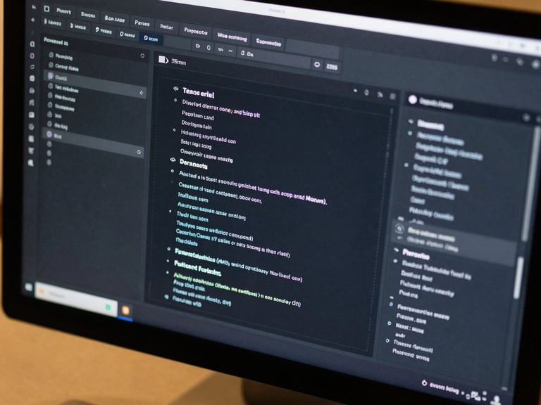 Overhead macro shot of a clean, high-fidelity UI wireframe on a dark monitor, warm gold ambient highlights, sharp focus