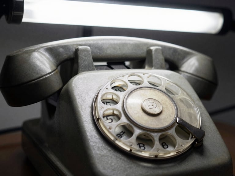 Macro close-up of a physical retro-bureaucratic rotary dial under harsh office fluorescent light, desaturated industrial tones, 35mm