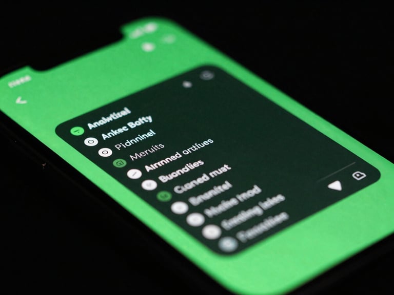 Macro shot of a high-fidelity Android UI layout on a physical Pixel device, dark ambient studio lighting, sharp green screen glow, shallow depth of field
