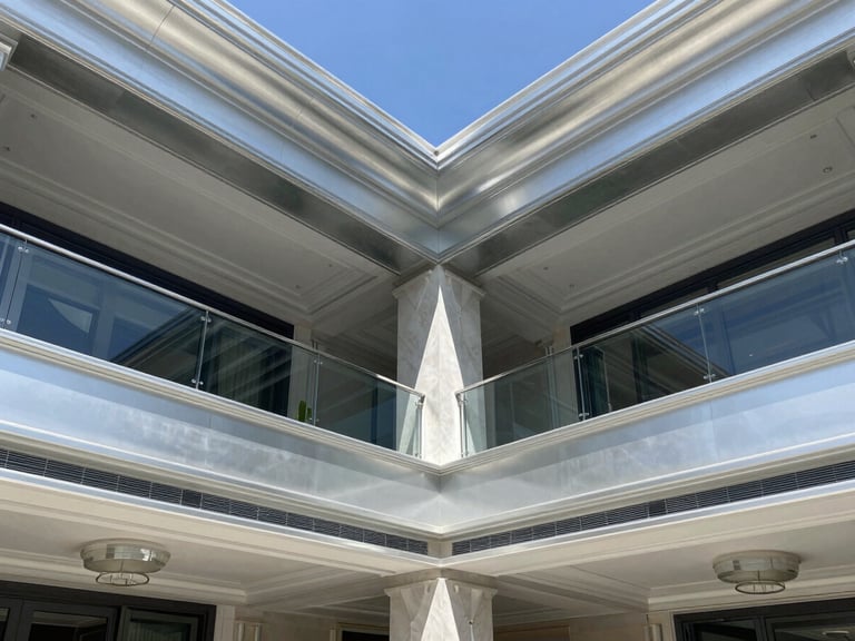 Architectural interior photography of a luxury villa in Palm Jumeirah, high ceilings, flawless gypsum work, crisp natural light