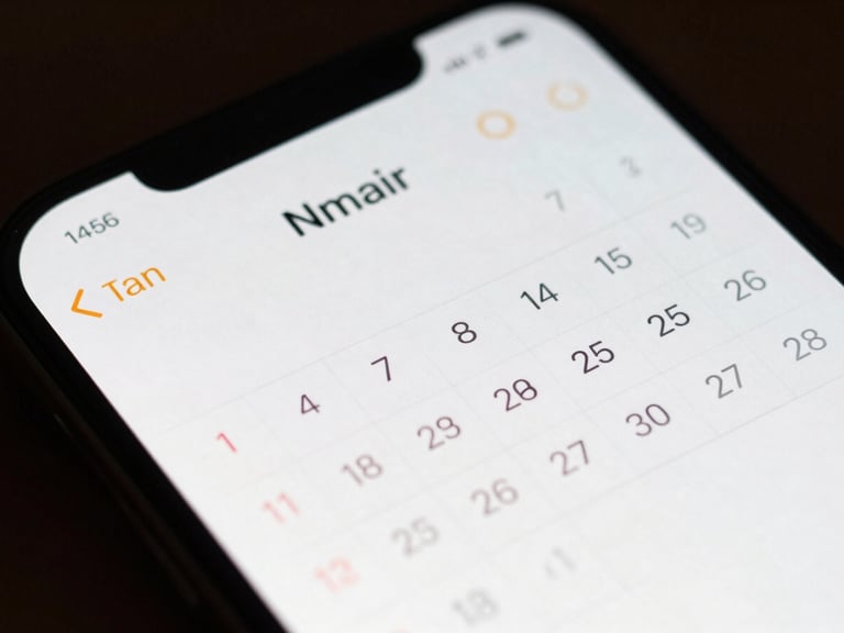 Extreme close-up of an Android phone screen showing a clean dynamic color calendar widget, sharp focus on typography, low-key lighting.