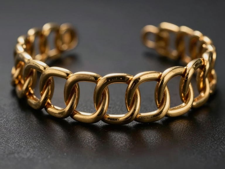 Extreme macro studio shot of a fluid 22-karat gold choker, dramatic chiaroscuro lighting, dark charcoal background, highlighting the seamless articulation of gold links.