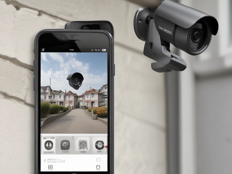 Outdoor security camera mounted on a house exterior at night with visible infrared lights.